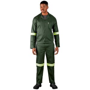 Alternative view of Acid Resistant Polycotton Conti Suit - Reflective Arm, Legs & Back - Yellow Tape