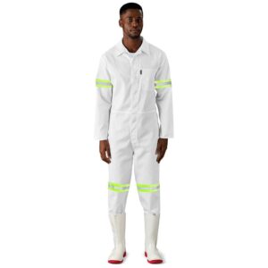 Alternative view of Safety Polycotton Boiler Suit - Reflective Arms Legs & Back - Yellow Tape