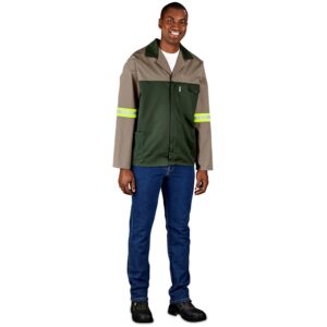 Alternative view of Site Premium Two-Tone Polycotton Jacket - Reflective Arms & Back - Yellow Tape