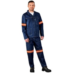 Alternative view of Cast Premium 100% Cotton Denim Pants - Reflective Legs - Orange Tape