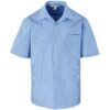Mens Short Sleeve Micro Check Shirt - Light Blue