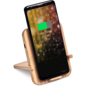 Alternative view of Okiyo Noryoku Bamboo Wireless Charging Phone Stand