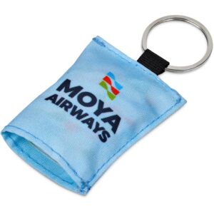 Alternative view of Pre-Printed Sample Hoppla Aquila Polyester Keyring Pouch with Cleaning Cloth