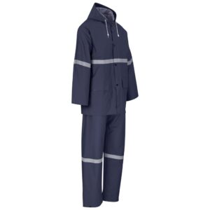 Alternative view of Light Duty Tornado  Hi-Viz Reflective  Rubberised Rainsuit - Navy